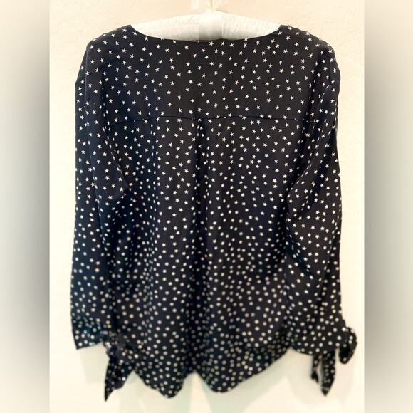 MADEWELL | Silk Star Print Blouse Black White | Size Small - Picture 7 of 9